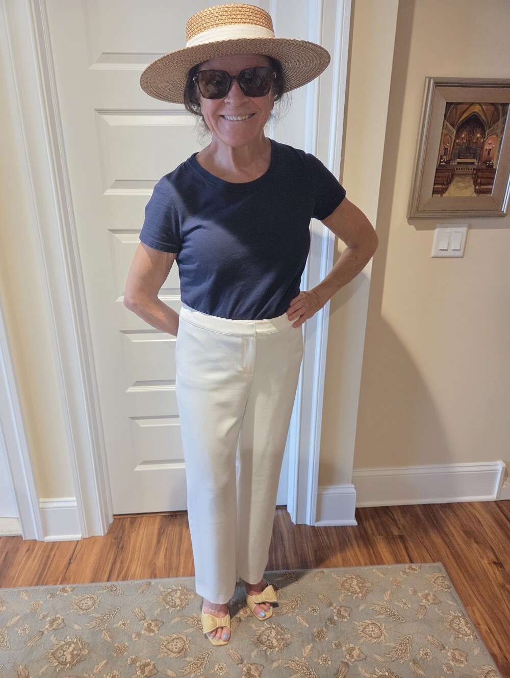 St. Johns Women's Mid-Waist Straight-Leg White Pants